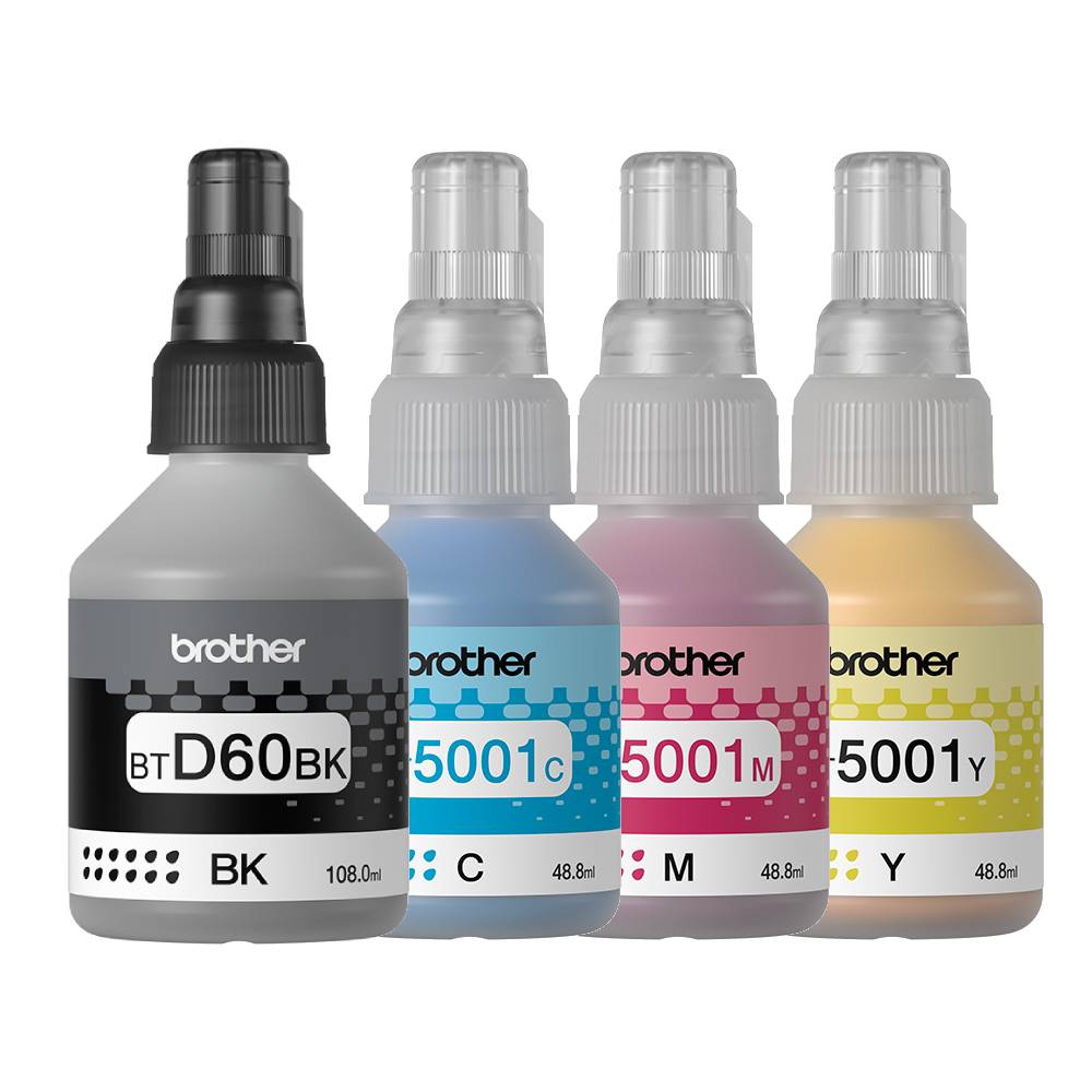 [CD60BK] Combo Botellas De Tinta Brother BTD60BK Negro y Colores BT5001