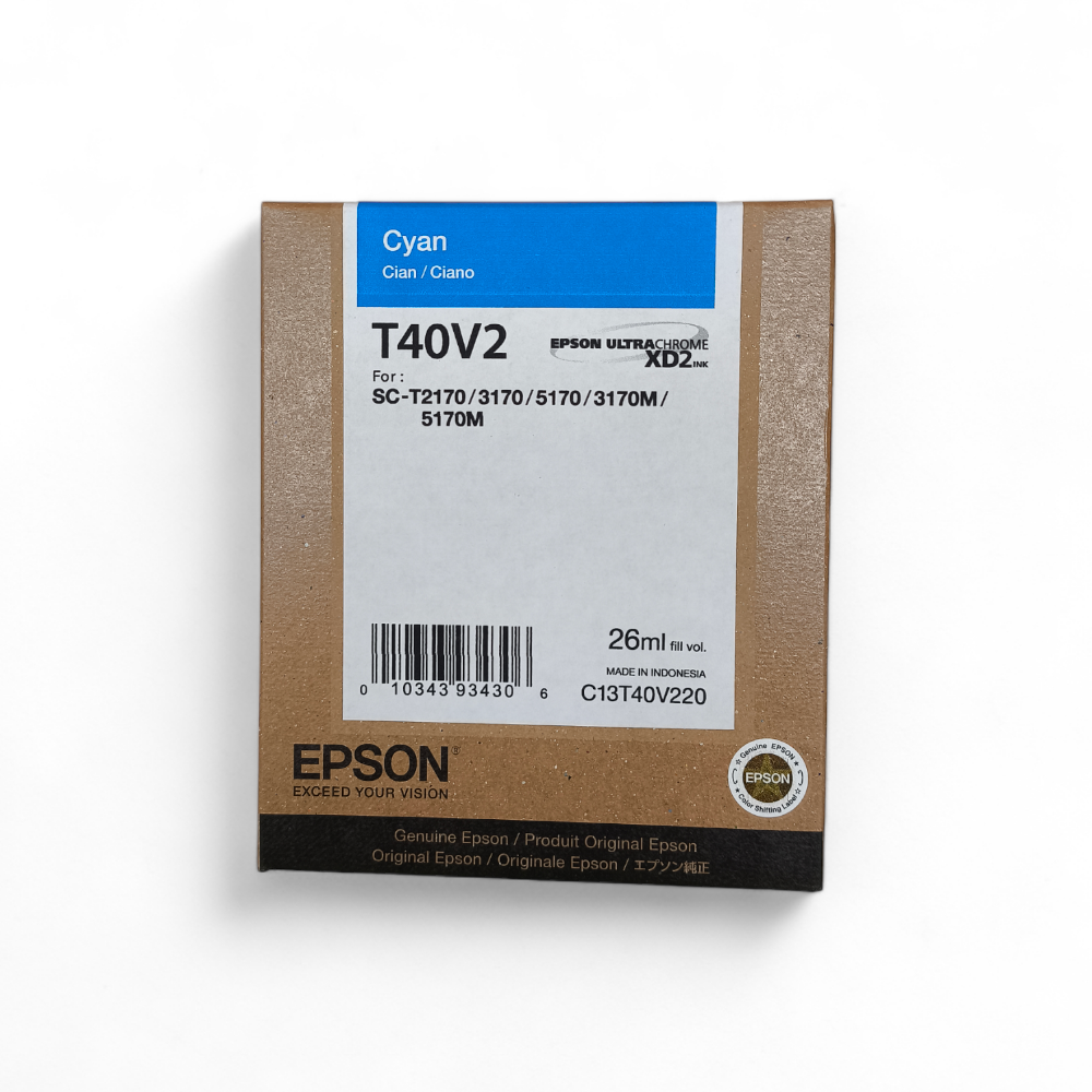 [T40V220] Cartucho De Tinta Epson T40V2 Cian Original 26 ML (T40V220) SC-T2170/3170/5170/3170M/5170M