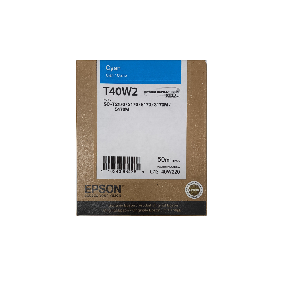 [T40W220] Cartucho De Tinta Epson T40W2 Cian Original 50 ML (T40W220) SC-T2170/3170/5170/3170M/5170M