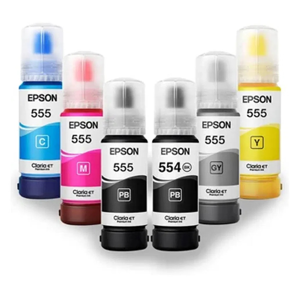 [CT554] Combo Botellas De Tinta Epson T554 Negro y T555 Colores Original
