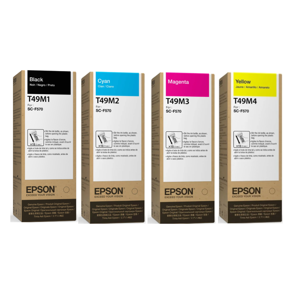 [CT49M] Combo De Botellas de Tinta Epson T49M1, T49M2, T49M3, T49M4 Negro y Colores