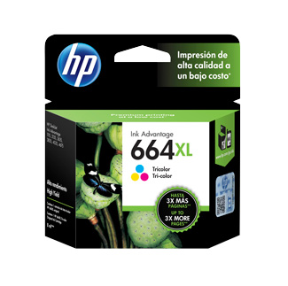 [F6V30AL] Cartucho De Tinta HP 664XL Tricolor Original (F6V30AL)