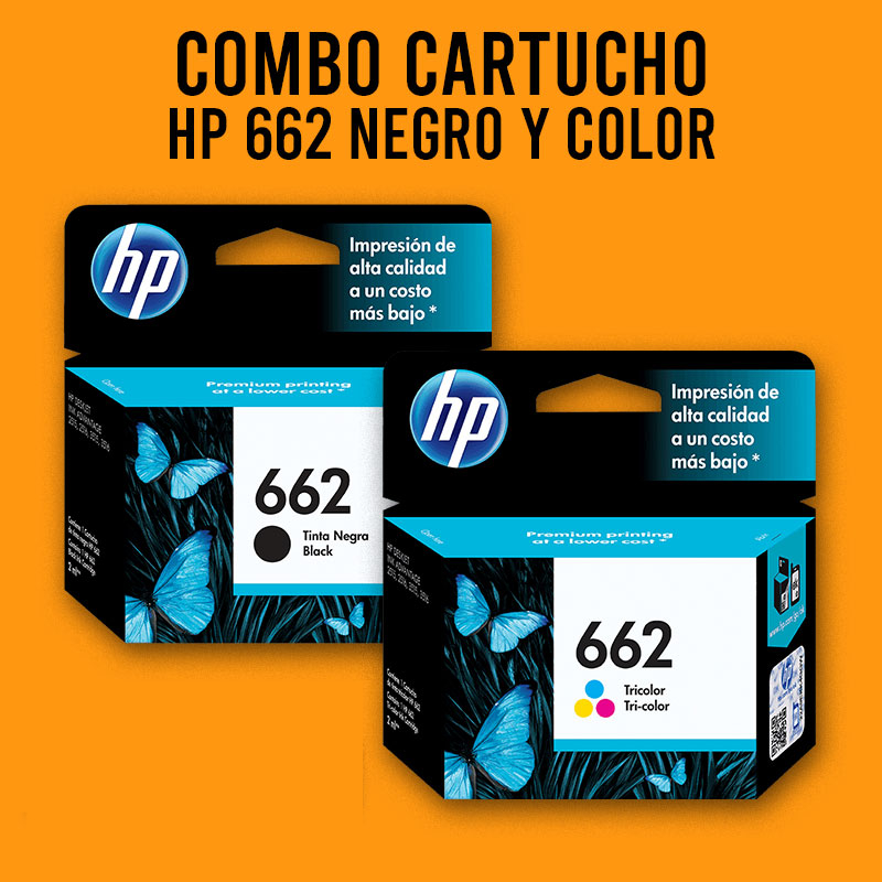 [CJS662] Combo Cartucho De Tinta HP 662 Negro y Tricolor Original