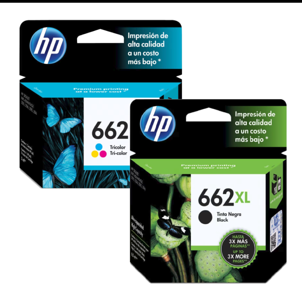[C662XL2] Combo Cartucho De Tinta HP 662 XL Negro y 662 Tricolor Original