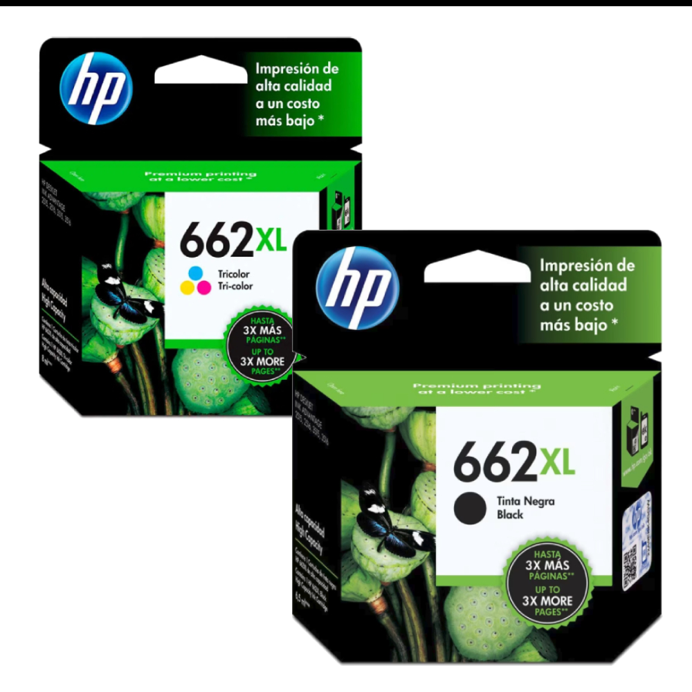 [C662XL] Combo Cartucho De Tinta HP 662XL Negro y Tricolor Original