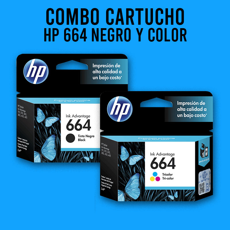 [CJS664] Combo Cartucho De Tinta HP 664 Negro y Tricolor Original