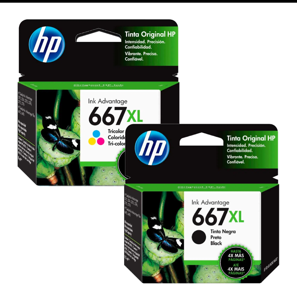 [C667XL] Combo Cartucho De Tinta HP 667XL Negro y Tricolor Original