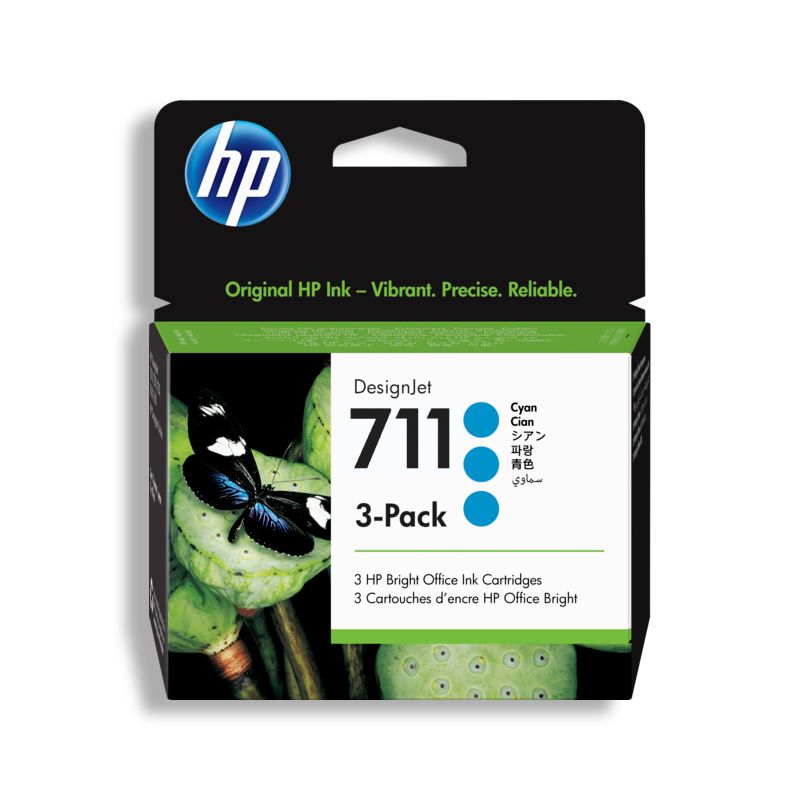 [CZ134A] Pack De 3 Cartuchos De Tinta HP 711 Cian (CZ134A)
